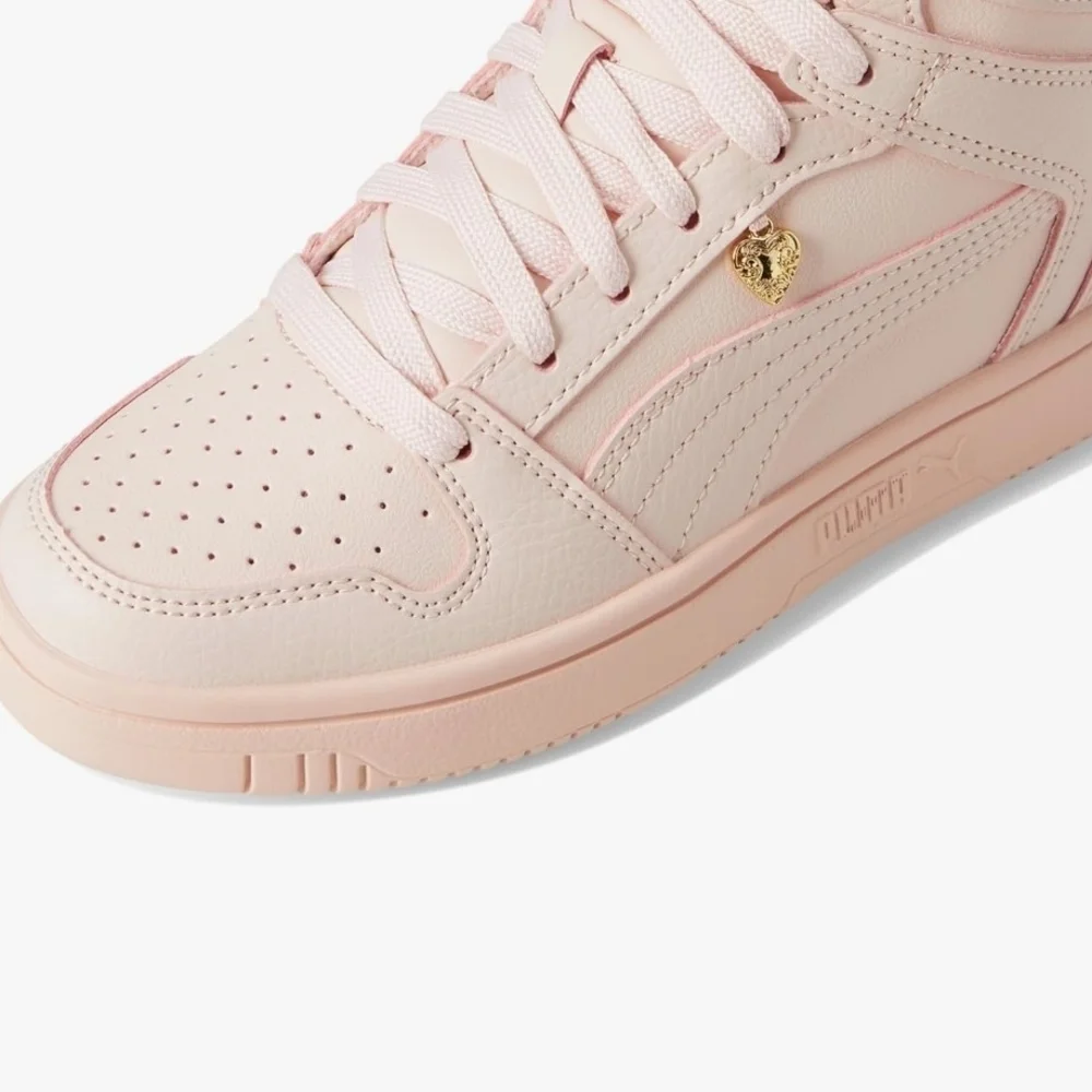 Girl's Fashion Sneakers Puma Rebound Layup Valentine JR Island Pink-goldSize 6.5